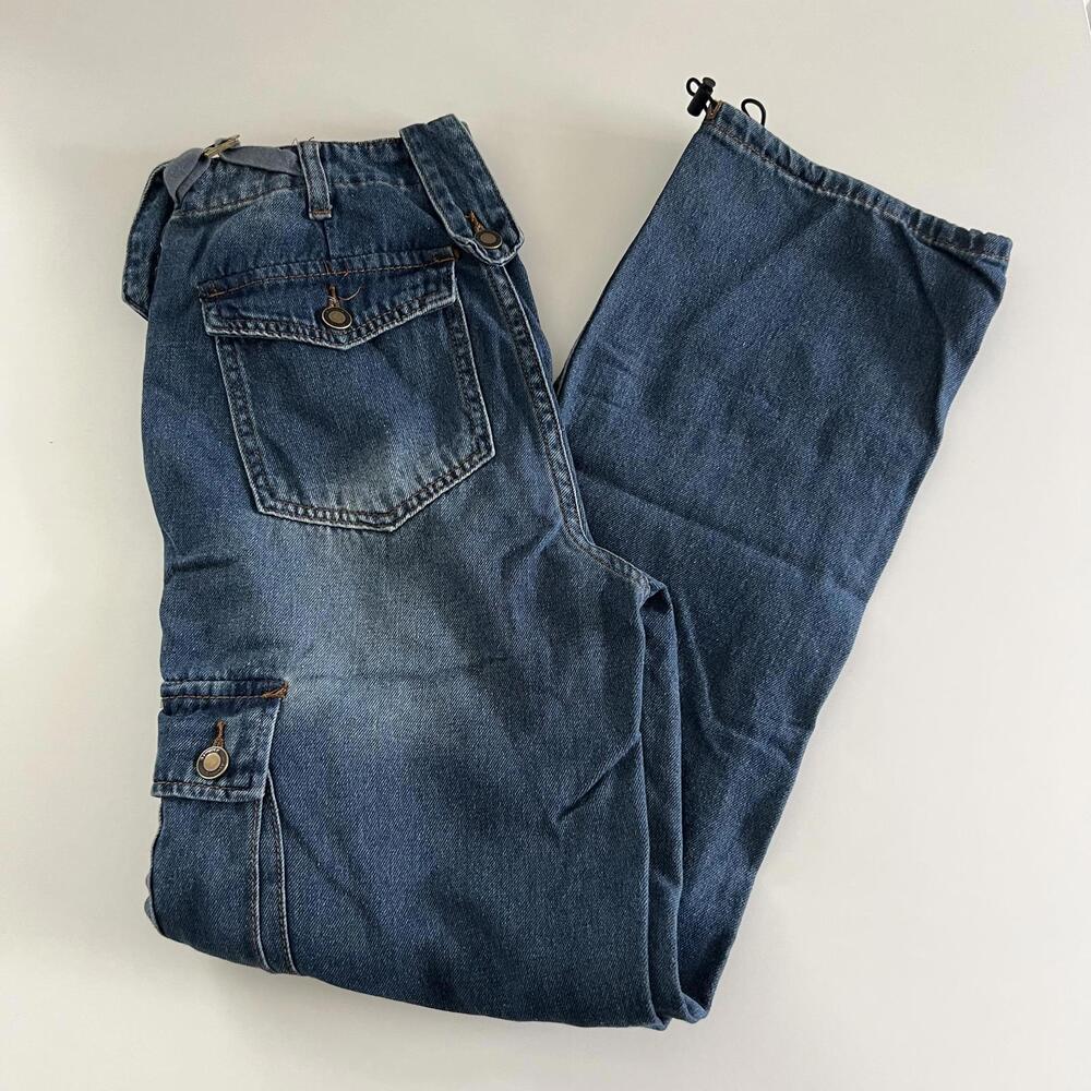 Simple Society‎ Denim Parachute Cargo Pants Y2k Baggy Trendy Streetwear Skater